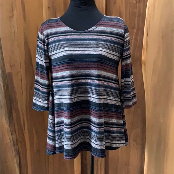 Ivy Greed Women's Brown Striped Summer Sweater, ML - Picture 1 of 7